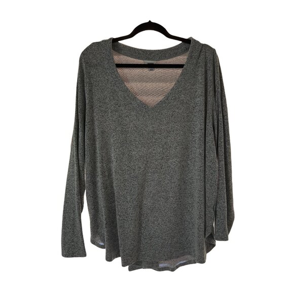 Ava & Viv Womens Gray Knit Long Sleeve V-Neck Top Size 2X - Picture 1 of 4